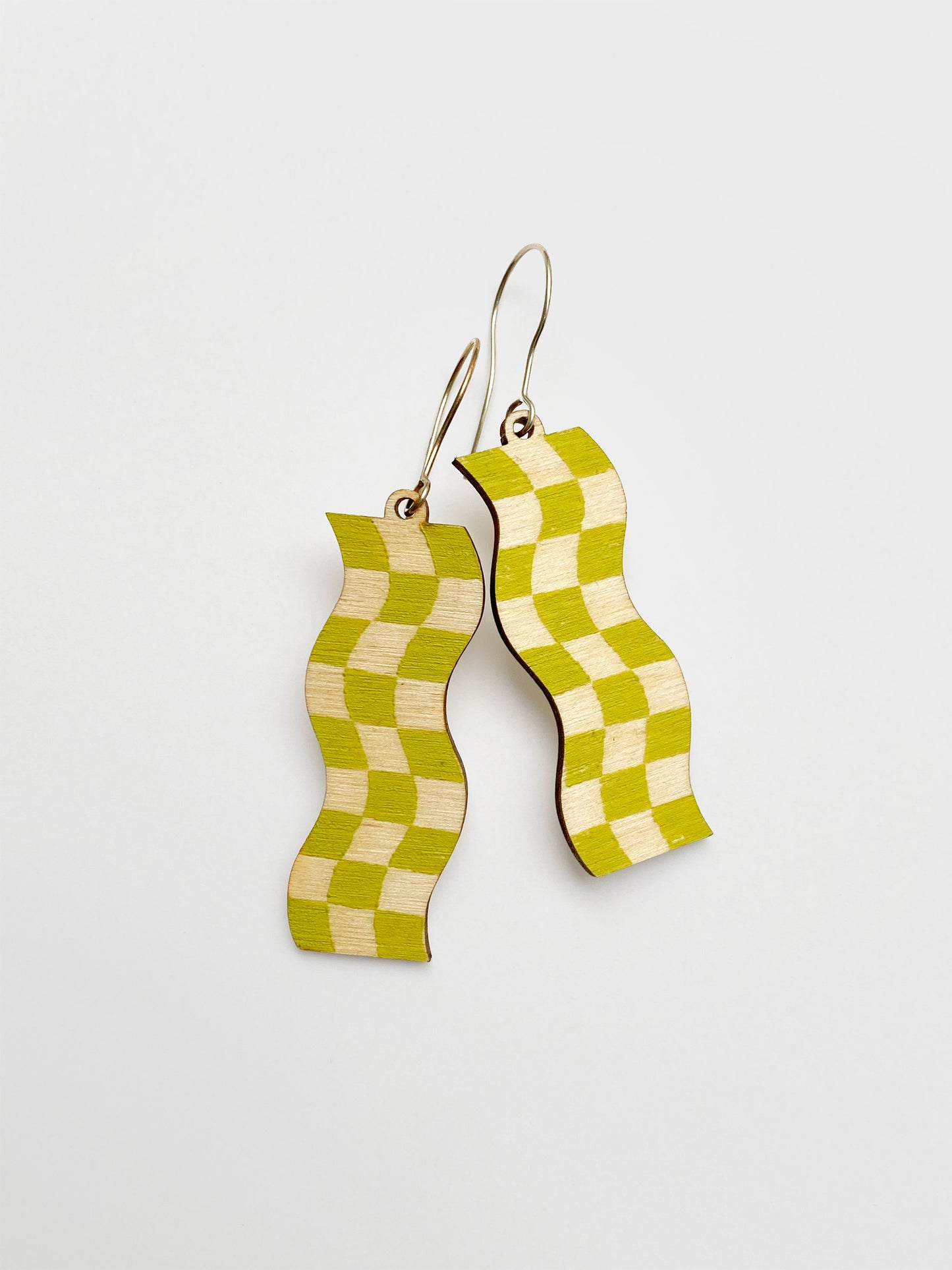 Green Checker Earrings