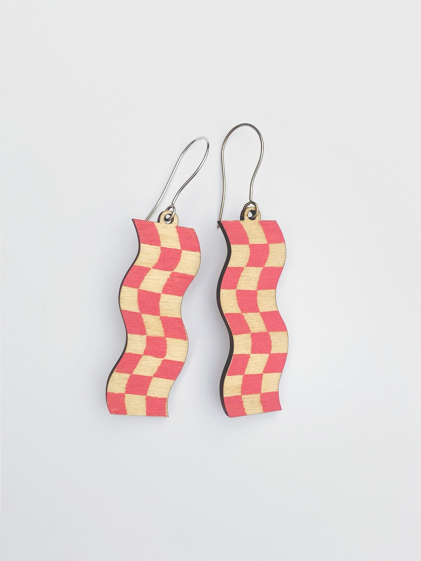 Pink Checker Earrings
