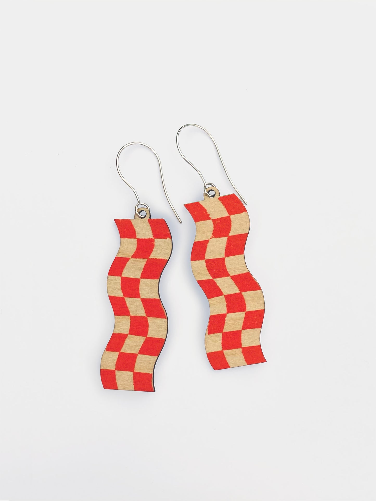 Red Checker Earrings