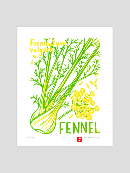 Fennel Woodcut Print