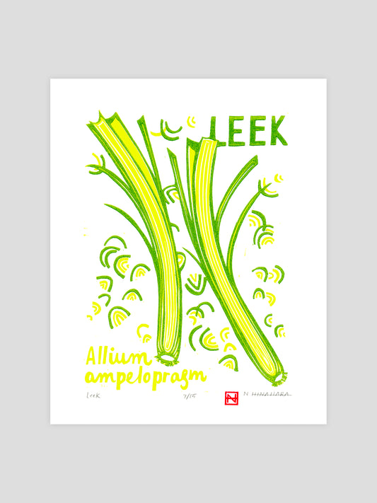 Leek Woodcut Print