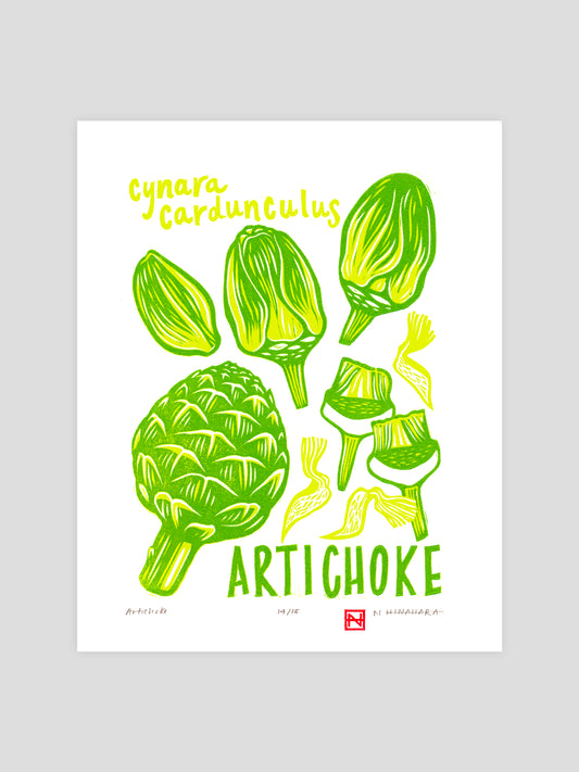 Artichoke Woodcut Print