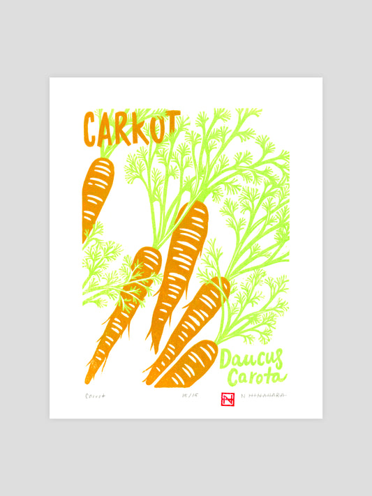 Carrot Woodcut Print