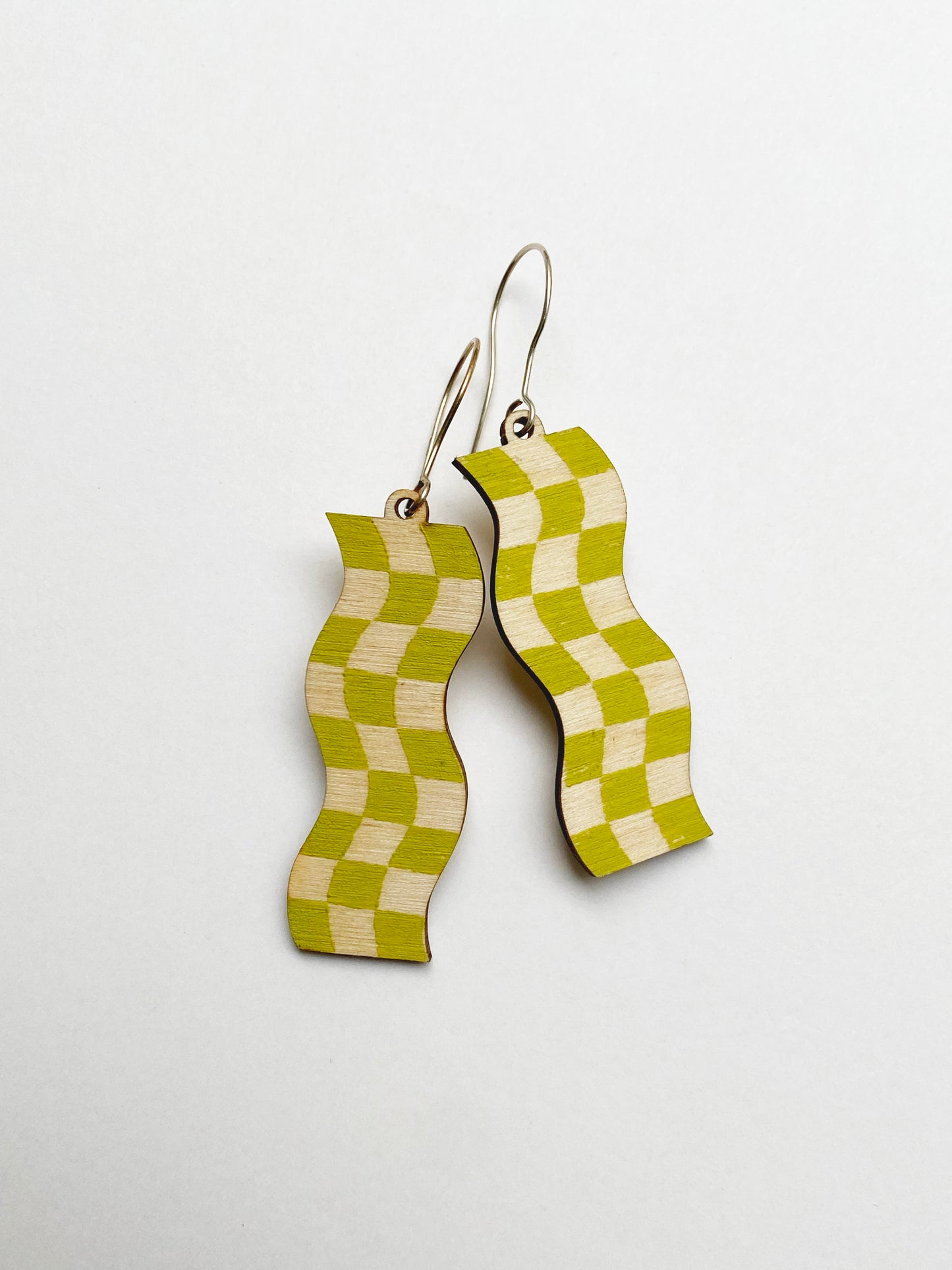 Green Checker Earrings