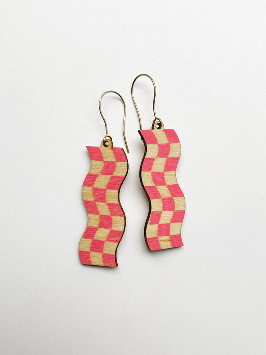 Pink Checker Earrings